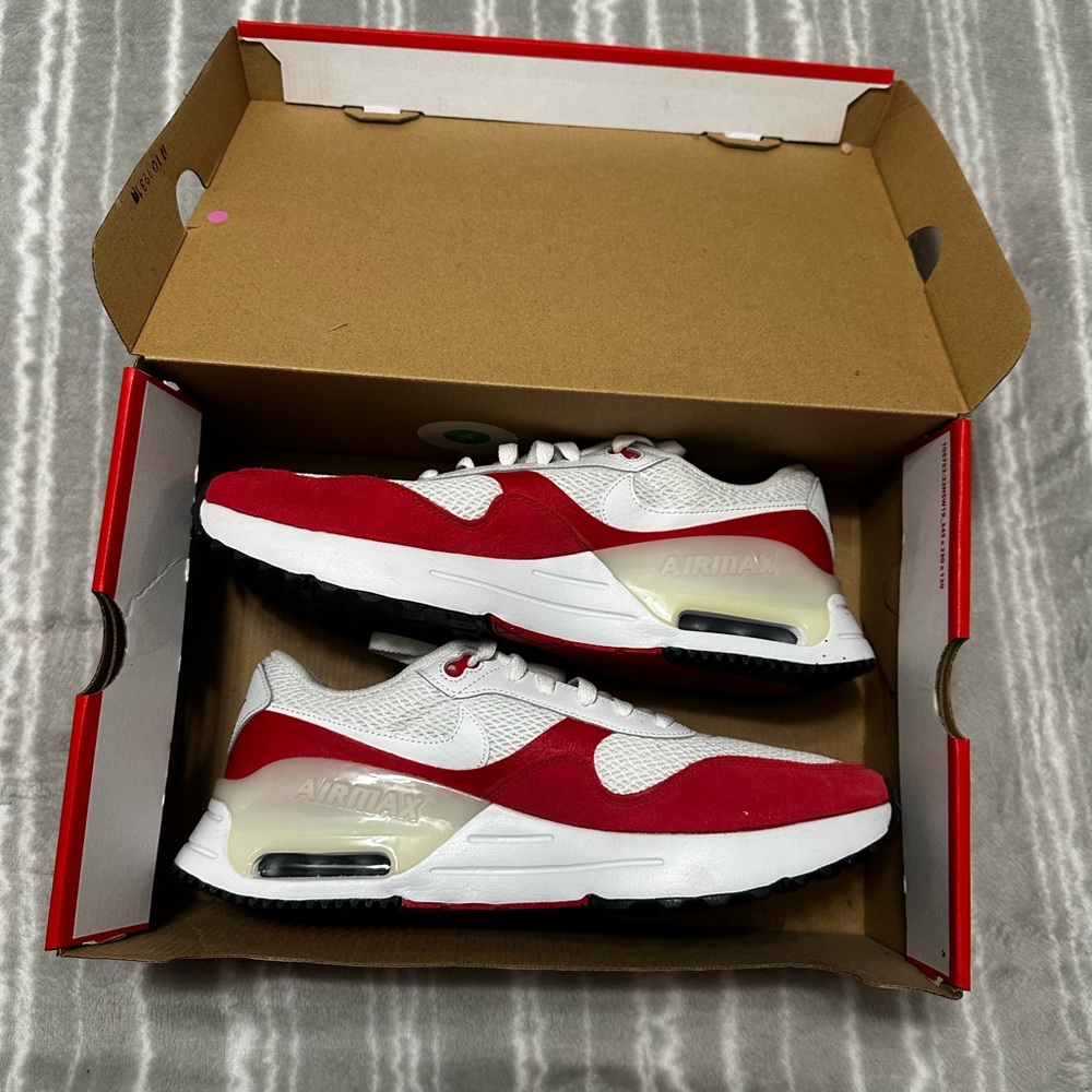 Nike Red and White Air Max System Sneakers